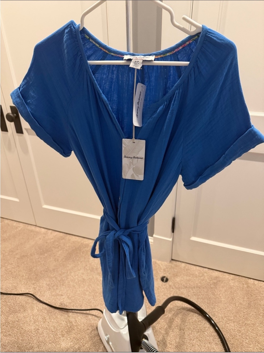 🆕 TOMMY BAHAMA Coral Isle Short-Sleeve Romper in Palace Blue Size medium - Picture 5 of 6
